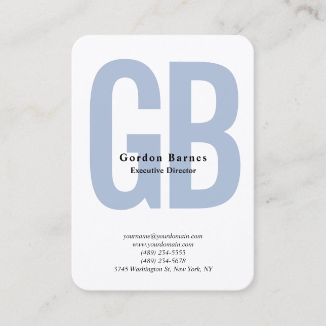 Premium silk modern plain bold monogram business card (Front)