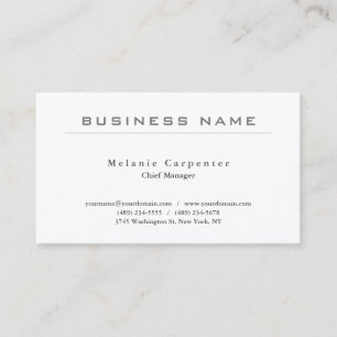 Premium Silk White Minimalist Modern Plain Business Card
