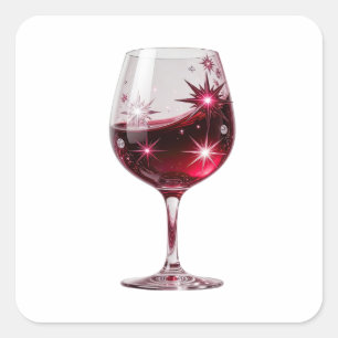 Premium Silver RED WINE GLASS Sticker Design