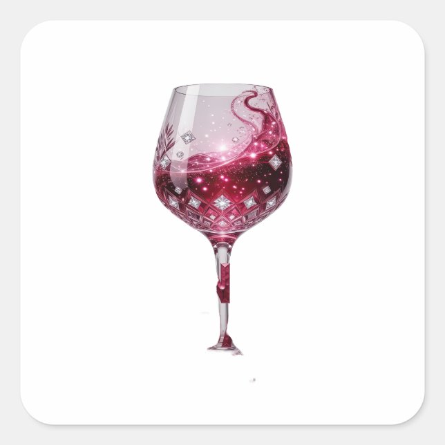 Premium Silver RED WINE GLASS Sticker Motif (Front)