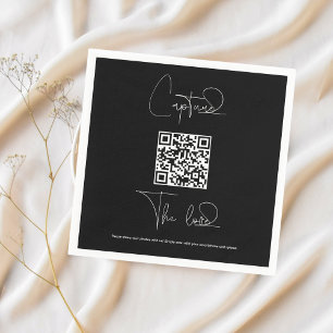 Premium Simple Share Wedding Photos With QR Code Napkin