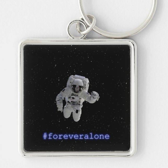 Premium Square Keyboard #foreveralone Key Ring (Front)