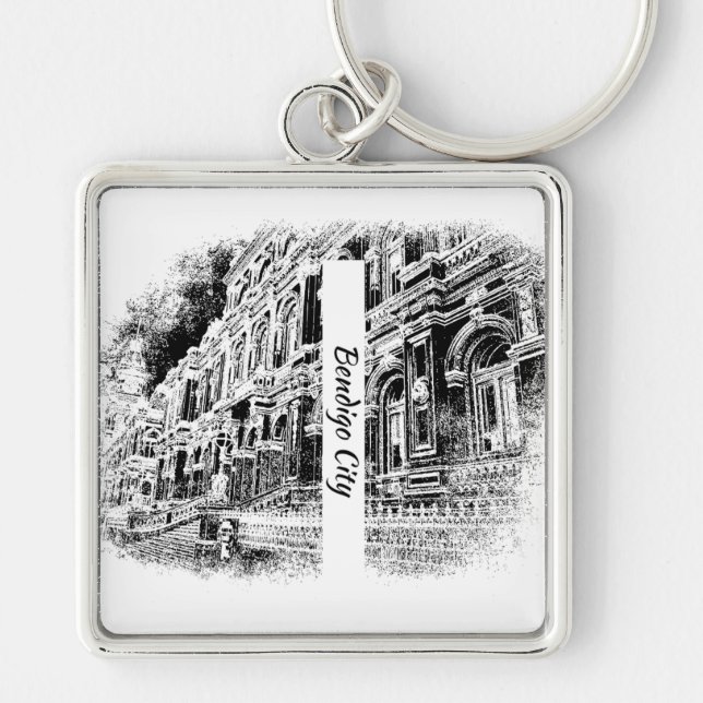 Premium Square Keychain, Large Key Ring (Front)