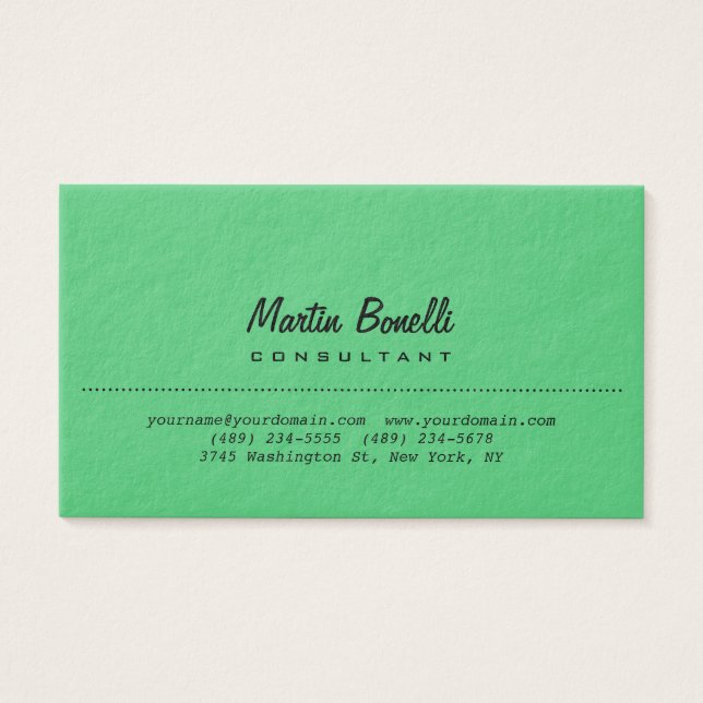 Premium Thick Emerald Green Plain Profile Card (Front)