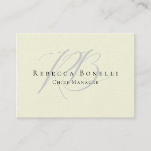 Premium Thick Exclusive Modern Monogram Beige Business Card