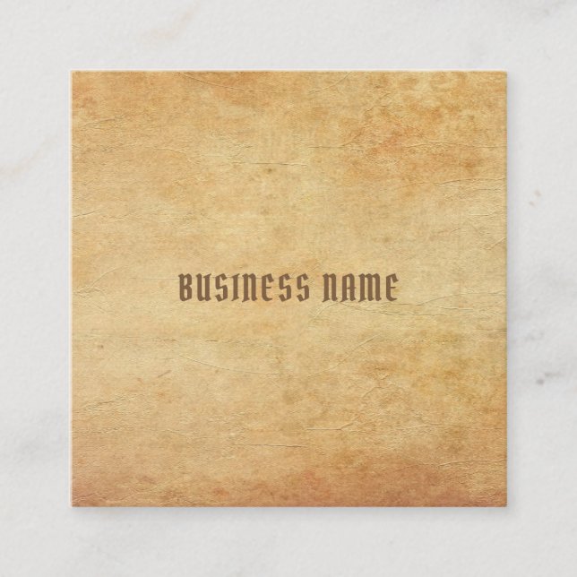 Premium Thick Nostalgic Old Paper Look Template Square Business Card (Front)