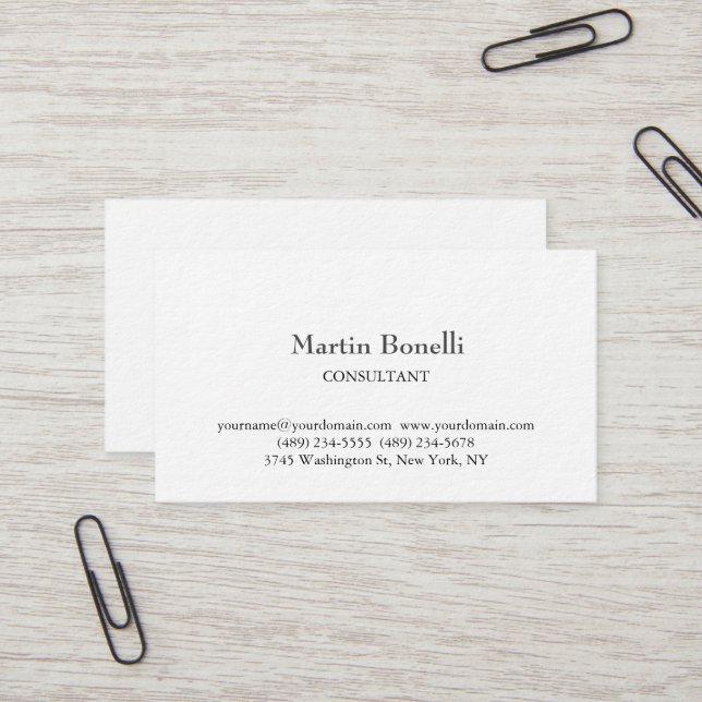 Premium Thick Unique Classical Simple White Business Card (Front/Back In Situ)