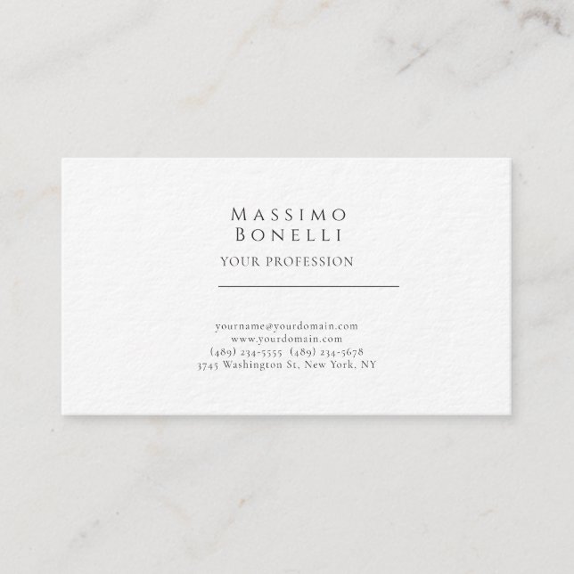 Premium Thick Unique Elegant Plain Simple Special Business Card (Front)