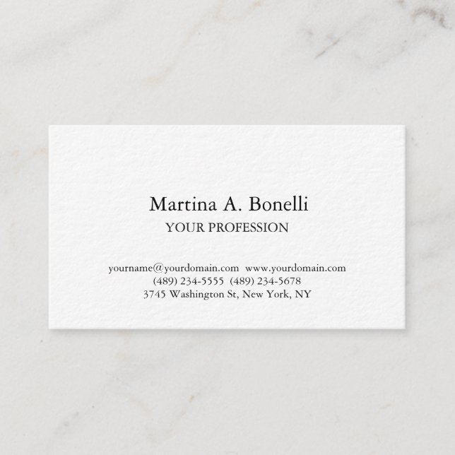 Premium Thick Unique Elegant Plain Simple Special Business Card (Front)