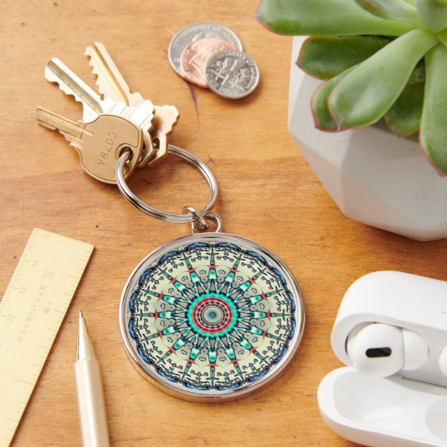Premium Turquoise Round Keychain (Desk)