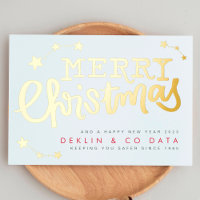 Premium White Gold Stars Merry Christmas Business