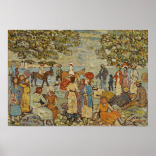 Prendergast - Beach Scene With Donkeys (Or Mules) Poster