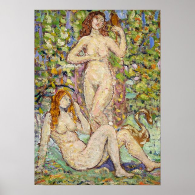 Prendergast - Two Figures With Swan 1910 Poster (Front)