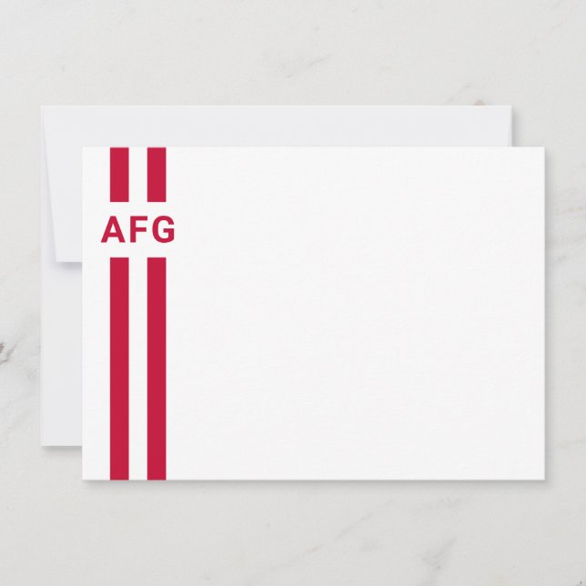 Prep Stripe Red and White Note Card (Front)