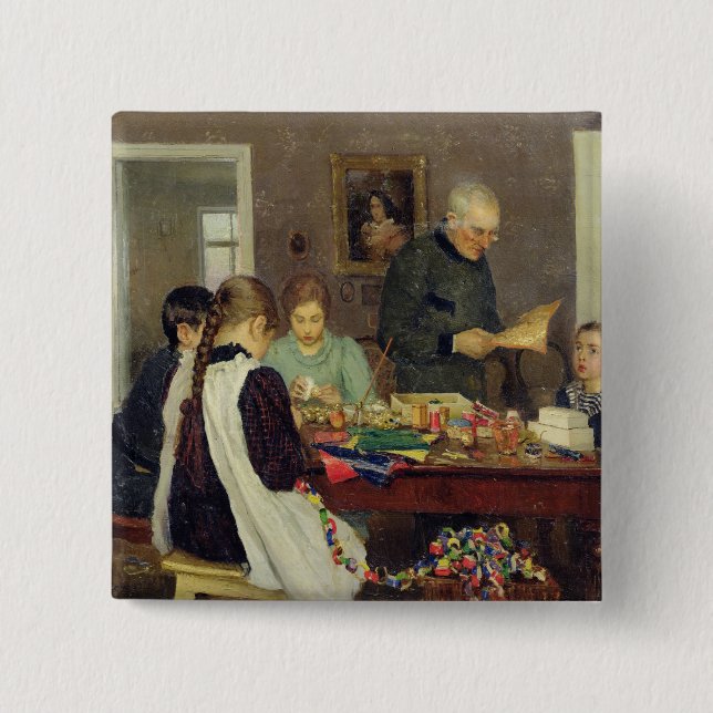 Preparation for Christmas, 1896 15 Cm Square Badge (Front)