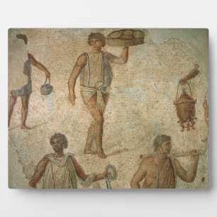 Preparations for a banquet, fragment of marble, li plaque