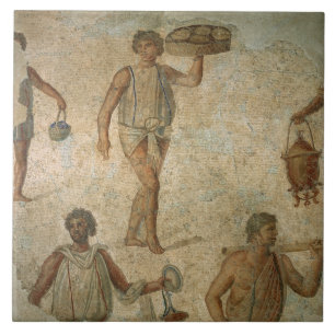 Preparations for a banquet, fragment of marble, li tile