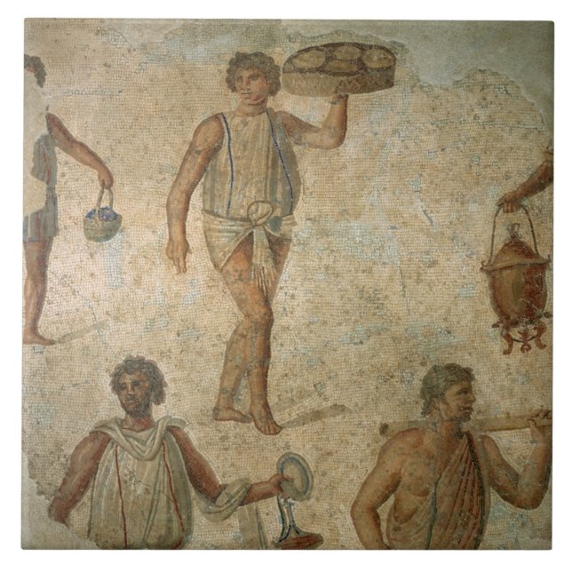 Preparations for a banquet, fragment of marble, li tile (Front)