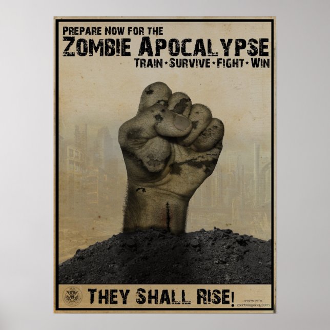 Prepare for the Zombie Apocalypse poster (Front)