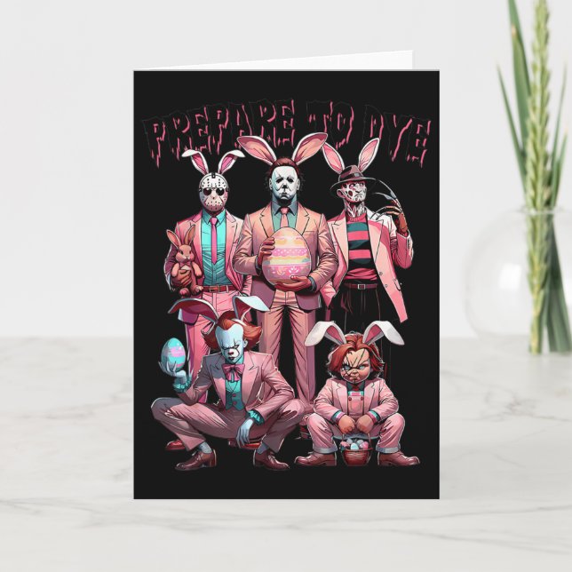 Prepare To Groovy Dye Funny Bunny Easter Horror Dy Card (Front)