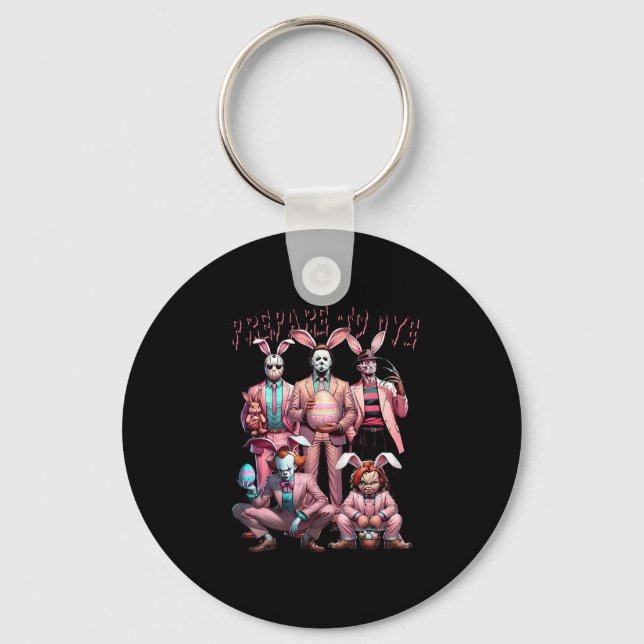 Prepare To Groovy Dye Funny Bunny Easter Horror Dy Key Ring (Front)