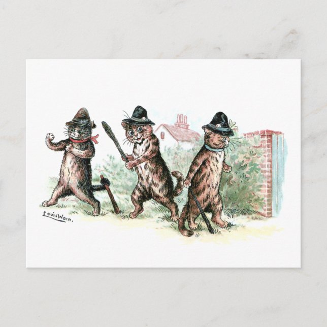 Prepared Cats Louis Wain Postcard (Front)