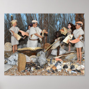 Preparing for a prehistoric hunt. poster