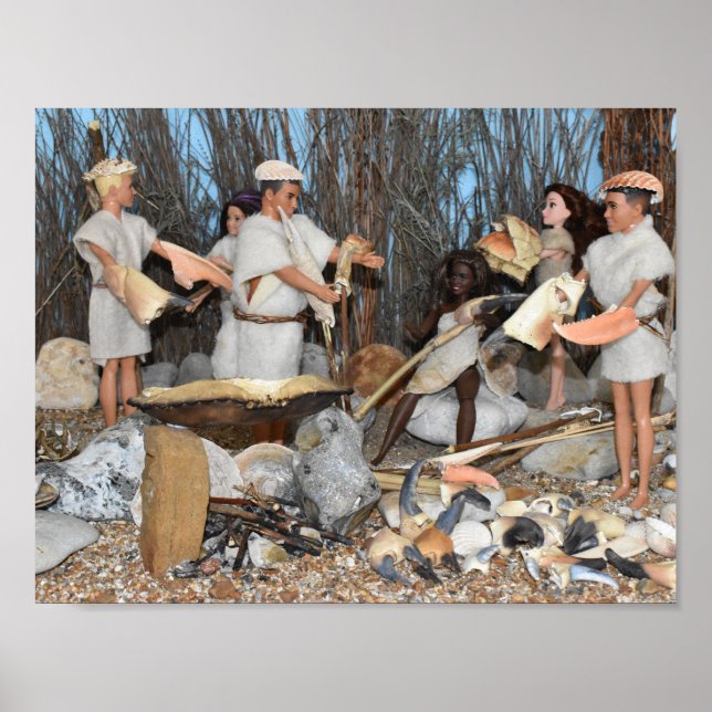 Preparing for a prehistoric hunt.  poster (Front)