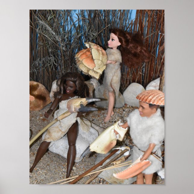 Preparing for a prehistoric hunt.  poster (Front)