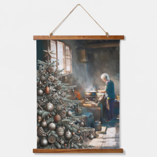 PREPARING FOR CHRISTMAS DINNER HANGING TAPESTRY