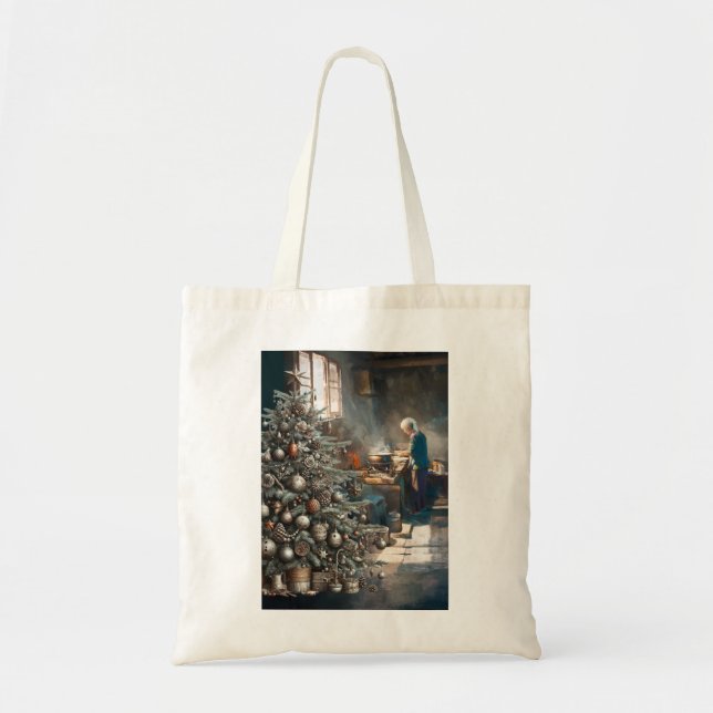 PREPARING FOR CHRISTMAS DINNER TOTE BAG (Front)