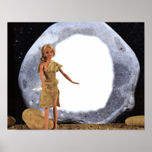 Preparing for painting a large rock. poster