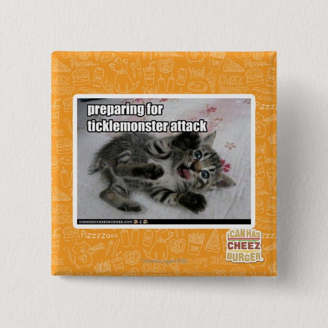 Preparing For Ticklemonster Attack 15 Cm Square Badge (Front)