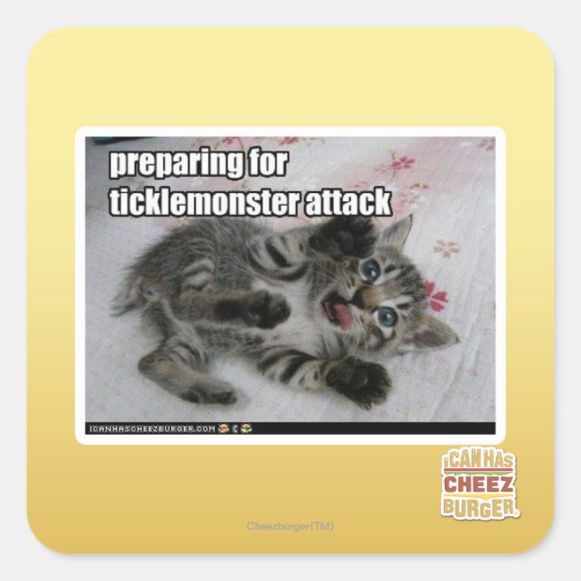 Preparing For Ticklemonster Attack Square Sticker (Front)
