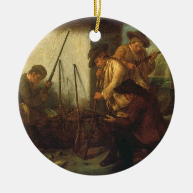 Preparing the Guns (oil on canvas) Ceramic Tree Decoration (Front)