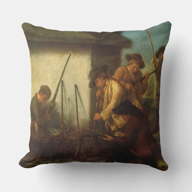 Preparing the Guns (oil on canvas) Cushion (Front)