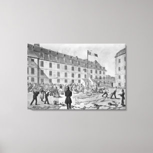 Preparing the shackling of the convicts canvas print