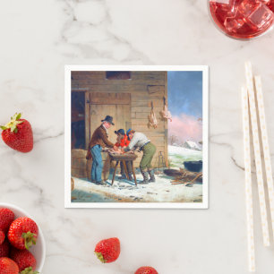Preparing Turkey Christmas Francis Edmonds 1851  Napkin