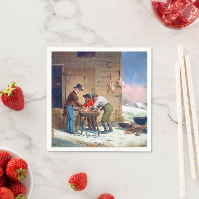 Preparing Turkey Christmas Francis Edmonds 1851  Napkin (Insitu)