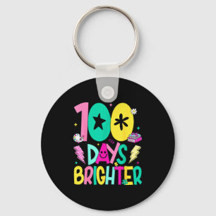 Preppy 100 Days Brighter Happy 100th Day Of School Key Ring