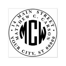 Preppy 3 Initial Circle Monogram Framed Address