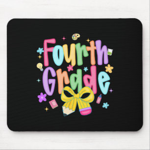 Preppy 4th Grade Back To School First Day Of Fourt Mouse Pad