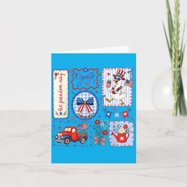 Preppy 4th Of July Coquette Bow Independence Day Card (Front)