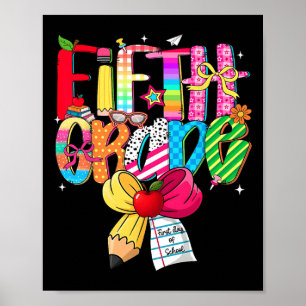 Preppy 5th Grade Dream Team Back To School Teacher Poster