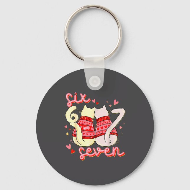 Preppy 67 Valentine Six Seven Cat 6 7 Men Women Ki Key Ring (Front)