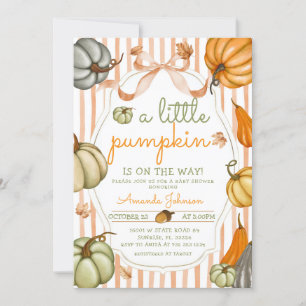 Preppy A little Pumpkin is on the way Baby Shower Invitation