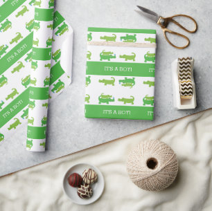 Preppy Alligator Crocodile Boy Wrapping Paper 