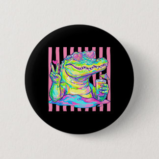 Preppy Alligator Heart Sungles Ed Aesthetic Summer 6 Cm Round Badge