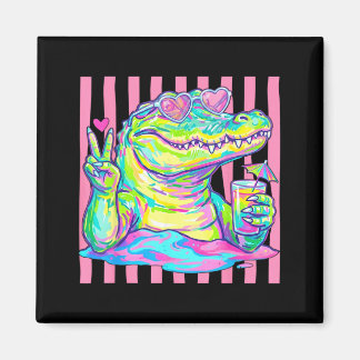 Preppy Alligator Heart Sungles Ed Aesthetic Summer Magnet