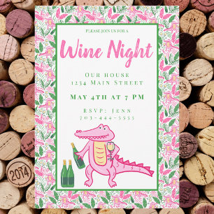 Preppy Alligator Wine Night / Preppy Wine Party Invitation